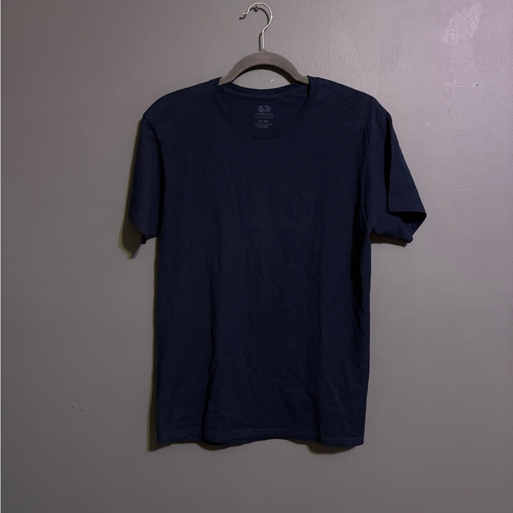 Fruit of the loom platinum navy blue short sleeve cotton tee size small